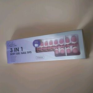 Gellen 3-in-1 Soft Gel Nail Tips - 150pcs Short Square French Pink Ombre - New